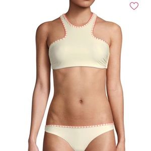 Coral and ivory bikini